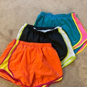 Nike Women's Athletic Shorts - Orange, Black, Teal with Pink Accents